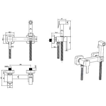Гигиенический душ со смесителем CeramaLux (Керамалюкс) DBS/007, золото матовое