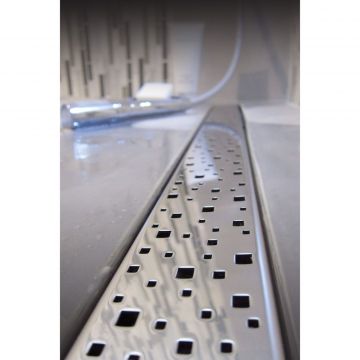 Душевой лоток 45 см Creto (Крето) Quadro CRE-450 QH с решеткой. хром