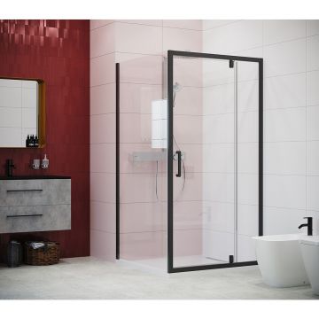 Боковая перегородка Creto (Крето) Astra 90х195 см 121-SP-900-C-B-6 профиль черный. стекло прозрачное