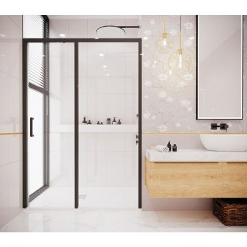 Боковая перегородка Creto (Крето) Nota 70х200 см 122-SP-700-C-B-6 профиль черный. стекло прозрачное