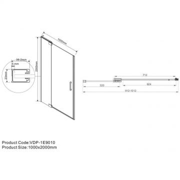 Душевая дверь Vincea Extra VDP-1E9010CG, 900/1000, хром, стекло тонированное