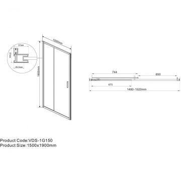 Душевая дверь Vincea Garda VDS-1G150CLGM, 1500, вороненая сталь, стекло прозрачное