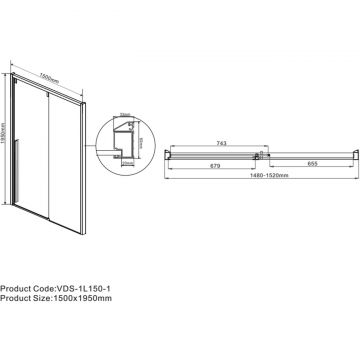 Душевая дверь Vincea (Винчея) Lugano VDS-1L150CLB-1, 1500, черный, стекло прозрачное