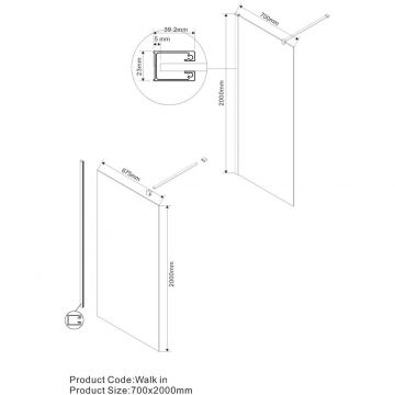 Душевая перегородка Vincea Walk-In VSW-1H700CLB, 700х2000, черный, стекло прозрачное