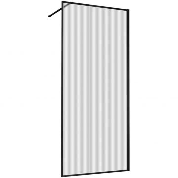 Душевая перегородка Vincea (Винчея) Walk-In VSW-1HP100FLB, 1000х2000, черный матовый, стекло рифленое