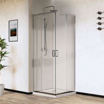Душевой уголок Vincea (Винчея) City VSS-5CT800CL, 800х800 мм (габариты площадки) хром, стекло прозрачное