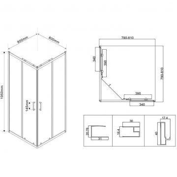 Душевой уголок Vincea (Винчея) City VSS-5CT800CL, 800х800 мм (габариты площадки) хром, стекло прозрачное