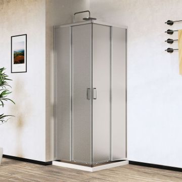 Душевой уголок Vincea (Винчея) City VSS-5CT900MT, 900х900 мм (габариты площадки) хром, стекло текстурное