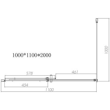 Душевой уголок Vincea (Винчея) Dice VSR-4D1011CL, 1100х1000 мм (габариты площадки) хром, стекло прозрачное