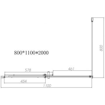 Душевой уголок Vincea (Винчея) Dice VSR-4D8011CLB, 1100х800 мм (габариты площадки) черный, стекло прозрачное