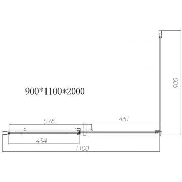 Душевой уголок Vincea (Винчея) Dice VSR-4D9011CL, 1100х900 мм (габариты площадки) хром, стекло прозрачное