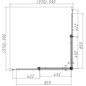 Душевой уголок Vincea (Винчея) Dice VSS-4D100CL, 1000х1000 мм (габариты площадки) хром, стекло прозрачное