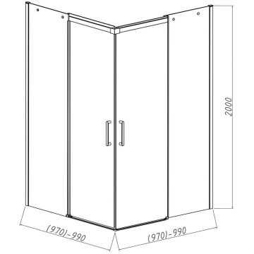 Душевой уголок Vincea (Винчея) Dice VSS-4D100CLB, 1000х1000 мм (габариты площадки) черный, стекло прозрачное