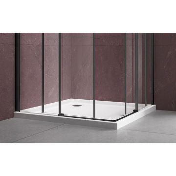 Душевой уголок Vincea (Винчея) Dice VSS-4D100CLB, 1000х1000 мм (габариты площадки) черный, стекло прозрачное