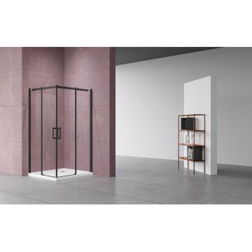 Душевой уголок Vincea (Винчея) Dice VSS-4D100CLB, 1000х1000 мм (габариты площадки) черный, стекло прозрачное