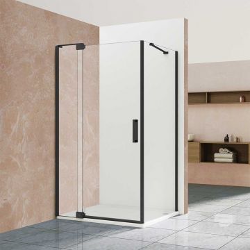 Душевой уголок Vincea Eхtra VSR-1E809010CLB, 800/900х1000 мм (габариты площадки) черный, стекло прозрачное