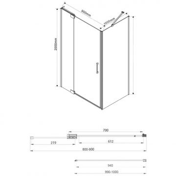 Душевой уголок Vincea Eхtra VSR-1E809010CLB, 800/900х1000 мм (габариты площадки) черный, стекло прозрачное
