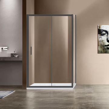 Душевой уголок Vincea (Винчея) Garda VSR-1G9015CLGM, 1500х900 мм (габариты площадки) вороненая сталь, стекло прозрачное