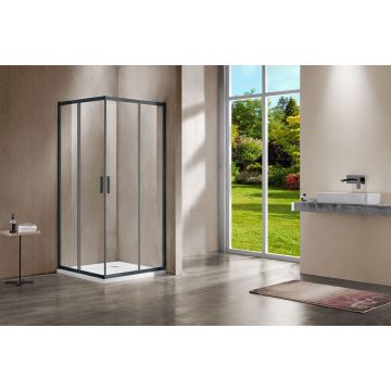 Душевой уголок Vincea (Винчея) Garda VSS-1G100CLGM, 1000х1000 мм (габариты площадки) вороненая сталь, стекло прозрачное
