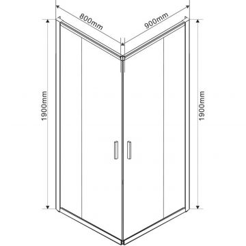 Душевой уголок Vincea (Винчея) Garda VSS-1G8090CLGM, 900х800 мм (габариты площадки) вороненая сталь, стекло прозрачное