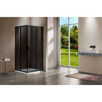Душевой уголок Vincea (Винчея) Garda VSS-1G900CGB, 900х900 мм (габариты площадки) черный, стекло тонированное