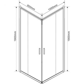 Душевой уголок Vincea (Винчея) Garda VSS-1G9010CLGM, 1000х900 мм (габариты площадки) вороненая сталь, стекло прозрачное