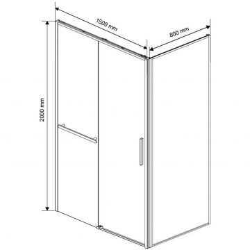 Душевой уголок Vincea (Винчея) Slim Soft VSR-1SS8015CL, 1500х800 мм (габариты площадки) хром, стекло прозрачное
