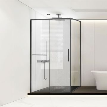 Душевой уголок Vincea Slim Soft VSR-1SS9011CLGM, 1100х900 мм (габариты площадки) вороненая сталь, стекло прозрачное