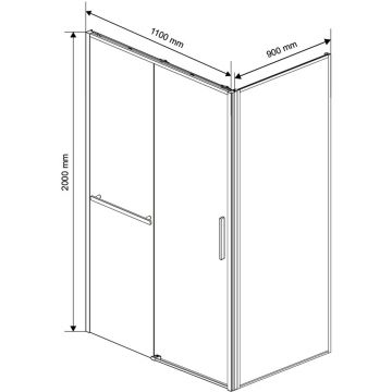 Душевой уголок Vincea Slim Soft VSR-1SS9011CLGM, 1100х900 мм (габариты площадки) вороненая сталь, стекло прозрачное