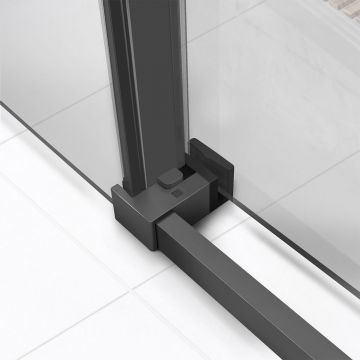 Душевой уголок Vincea Slim Soft VSR-1SS9011CLGM, 1100х900 мм (габариты площадки) вороненая сталь, стекло прозрачное