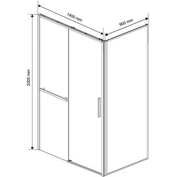 Душевой уголок Vincea (Винчея) Slim Soft VSR-1SS9014CLGM, 1400х900 мм (габариты площадки) вороненая сталь, стекло прозрачное