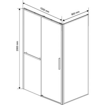 Душевой уголок Vincea Slim Soft VSR-1SS9015CLGM, 1500х900 мм (габариты площадки) вороненая сталь, стекло прозрачное