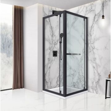 Душевой уголок Vincea (Винчея) Stile VSS-2ST9090CLB-R, 900х900 мм (габариты площадки) черный, стекло прозрачное, правый