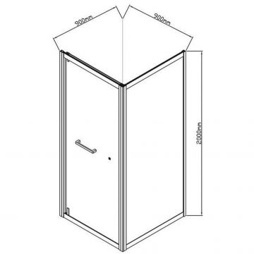 Душевой уголок Vincea (Винчея) Stile VSS-2ST9090CLB-R, 900х900 мм (габариты площадки) черный, стекло прозрачное, правый