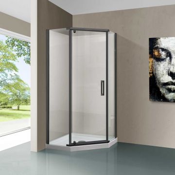 Душевой уголок Vincea (Винчея) Stresa VSP-1S100CLGM, 1000х1000 мм (габариты площадки) вороненая сталь, стекло прозрачное