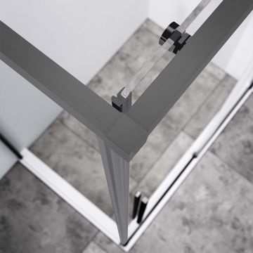 Душевой уголок Vincea (Винчея) Slim-N VSR-4SN9014CLGM, 1400х900 мм, вороненая сталь, стекло прозрачное