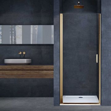 Душевая дверь Vincea (Винчея) Alpha, 700 мм, брашированное золото, стекло прозрачное VDP-3AL700CLG