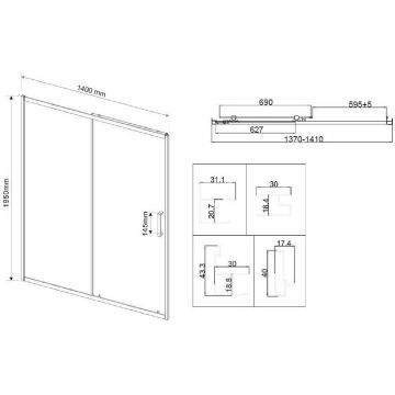 Душевая дверь Vincea City, 1500 мм,  черный, стекло прозрачное VDS-5CT150CLB