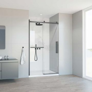 Душевая дверь Vincea Como Soft, 1100 мм,  вороненая сталь, стекло прозрачное VDS-1CS110CLGM