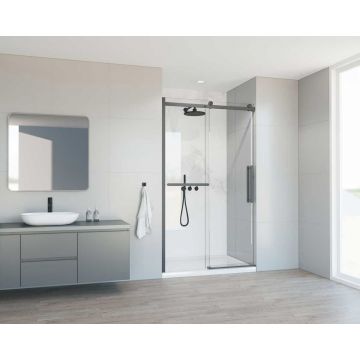 Душевая дверь Vincea Como Soft, 1100 мм,  вороненая сталь, стекло прозрачное VDS-1CS110CLGM