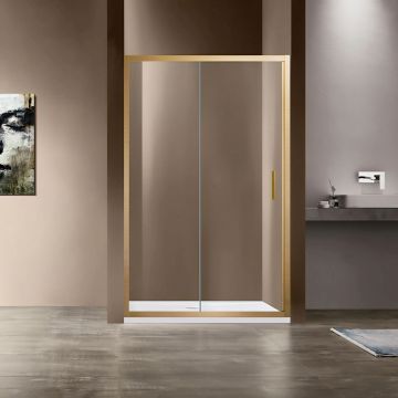 Душевая дверь Vincea Garda, 1250 мм,  брашированное золото, стекло прозрачное VDS-1G125CLG