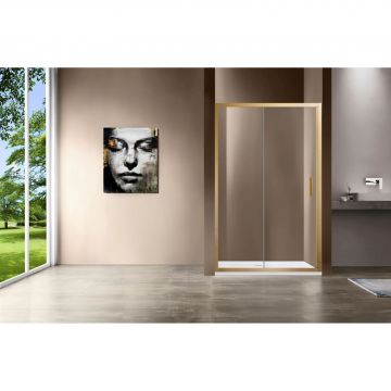 Душевая дверь Vincea Garda, 1250 мм,  брашированное золото, стекло прозрачное VDS-1G125CLG