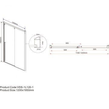 Душевая дверь Vincea Lugano, 1200 мм,  вороненая сталь, стекло прозрачное VDS-1L120CLGM-1