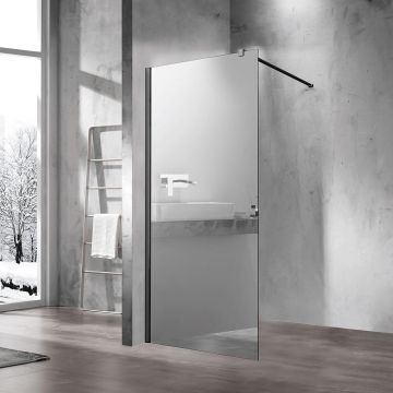Душевая перегородка Vincea Walk-In, 1000х2000 мм, черный, стекло зеркальное VSW-1H100MRB