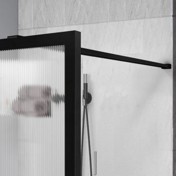 Душевая перегородка Vincea Walk-In, 1100х2000 мм,  черный, стекло рифленое VSW-1HP110FLB
