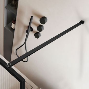 Душевая перегородка Vincea Walk-In, 1100х2000 мм,  черный, стекло рифленое VSW-1HP110FLB