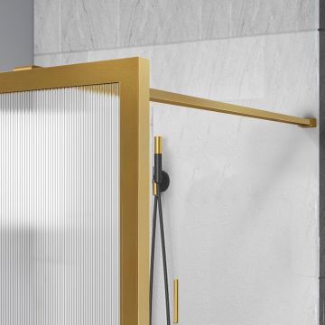 Душевая перегородка Vincea Walk-In, 1100х2000 мм,  брашированное золото, стекло рифленое VSW-1HP110FLBG