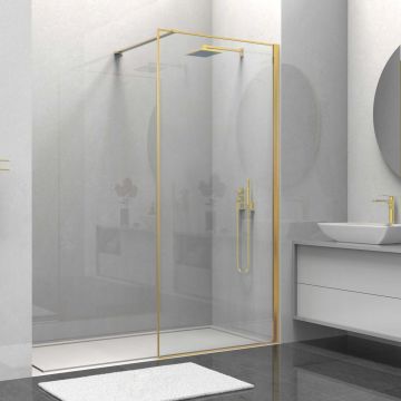 Душевая перегородка Vincea Walk-In, 1000х2000 мм, брашированное золото, стекло прозрачное VSW-1HS100CLG
