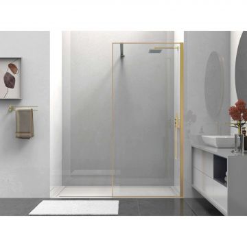 Душевая перегородка Vincea Walk-In, 1000х2000 мм, брашированное золото, стекло прозрачное VSW-1HS100CLG