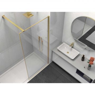 Душевая перегородка Vincea Walk-In, 1000х2000 мм, брашированное золото, стекло прозрачное VSW-1HS100CLG